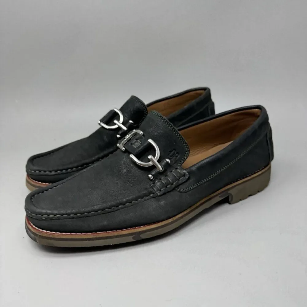 Donald J Pliner  DUSTEE Suede Horsebit Loafers Men's Size 9M Black